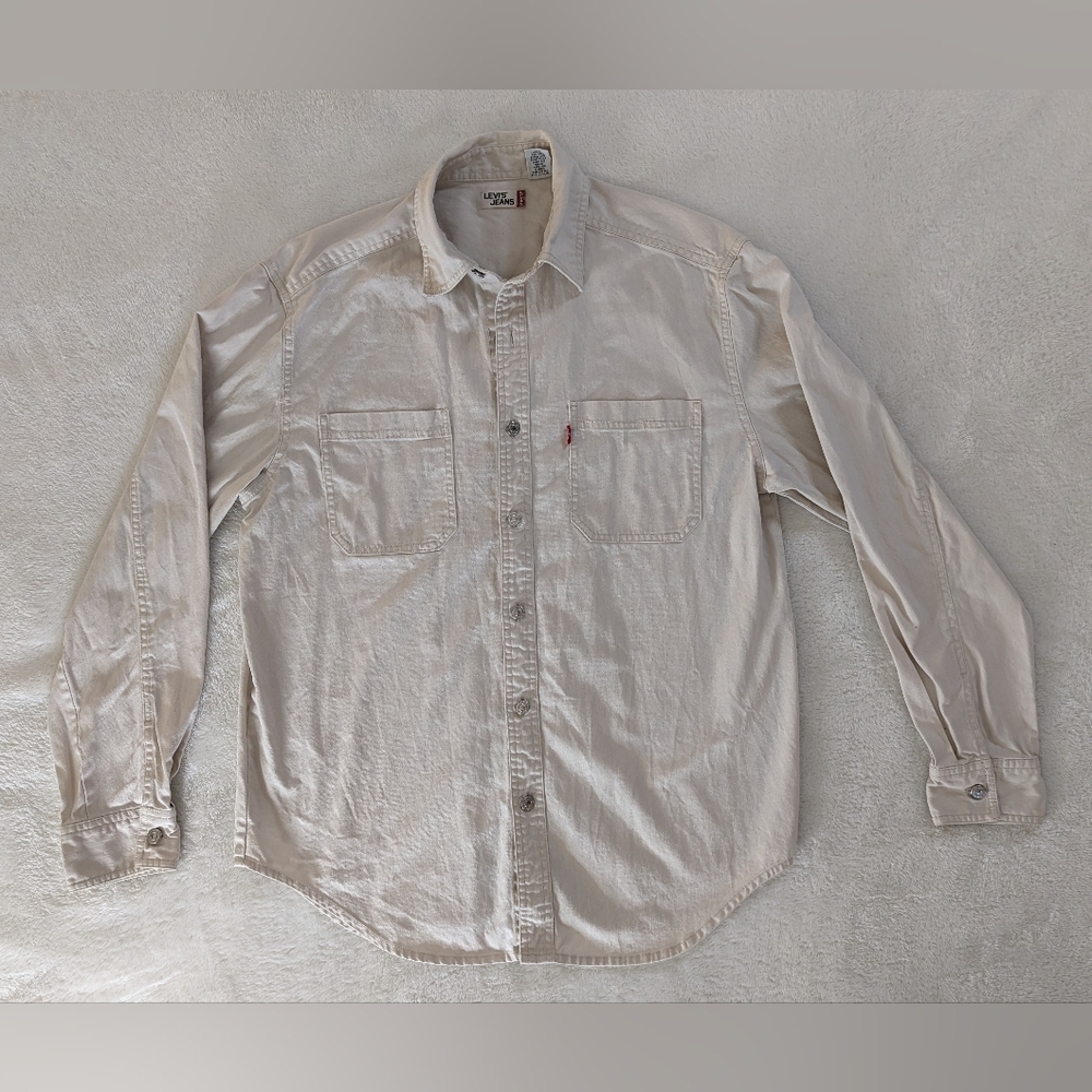 Levis Jean Jacket Womens Size Med Khaki Gray Trucker Classic 100% Cotton Denim